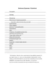 Free Download PDF Books, Business Expenses Worksheet in Pdf Template