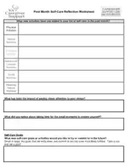 Post Month Self Care Reflection Worksheet Template