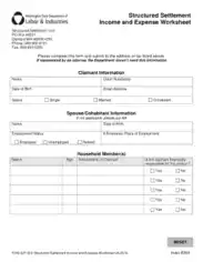 Structured Settlement Income and Expense Worksheet Template