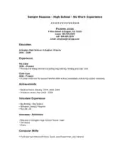 Free Download PDF Books, High School CV without Experience Template