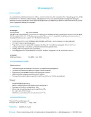Free Download PDF Books, HR Manager Resume CV Example Template