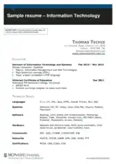 Sample Resume Information Technology Template