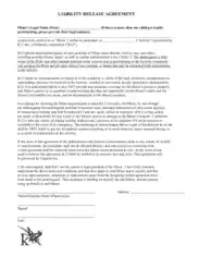 Free Download PDF Books, Liability Release Agreement Template