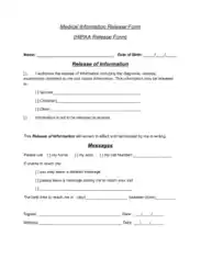 HIPAA Medical Release Information Form Template