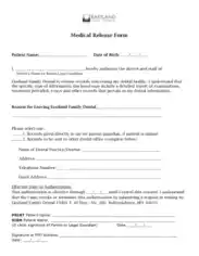 Medical and Dental Release Form Template