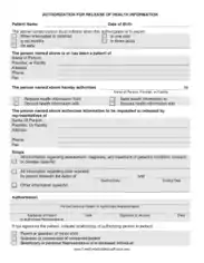 Medical Release Information Form Template