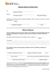 Medical Release To Work Form Template
