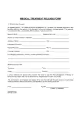 Medical Treatment Authorization Release Form Template
