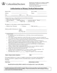 Patient Medical Information Release Form Template