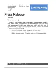 Press Release Sample Template