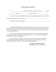 Junk Vehicle Release Form Template