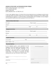 Vehicle Release Authorization Form Template