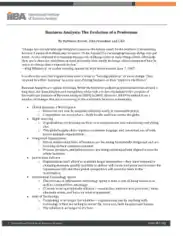 Business Analysis Evolution of Profession Template