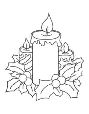Free Download PDF Books, Christmas Candles With Holly Coloring Template