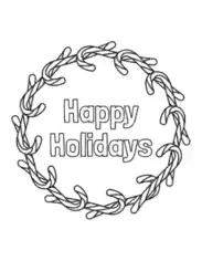 Free Download PDF Books, Christmas Candy Cane Wreath Happy Holidays Coloring Template