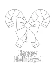 Free Download PDF Books, Christmas Candy Canes Bow Happy Holidays Coloring Template
