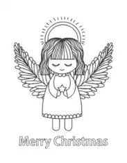 Free Download PDF Books, Christmas Cute Angel Star Halo Coloring Template