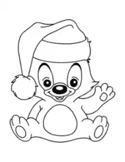 Free Download PDF Books, Christmas Cute Bear Wearing Santa Hat Preschoolers Coloring Template