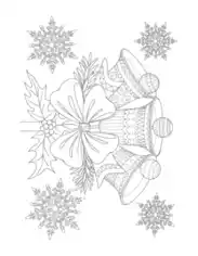 Free Download PDF Books, Christmas Decorative Bells Snowflakes Coloring Template