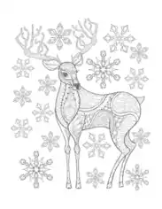 Free Download PDF Books, Christmas Deer Antlers Snowflakes Intricate Coloring Template