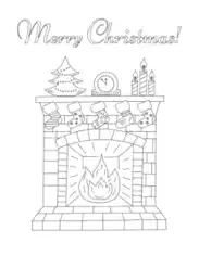 Christmas Fireplace Stockings Coloring Template
