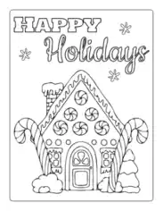 Christmas Happy Holidays Gingerbread House Coloring Template