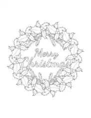 Free Download PDF Books, Christmas Holly Wreath Merry Coloring Template