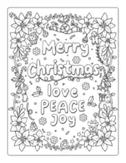 Free Download PDF Books, Christmas Love Peace Joy Poster Doodle Coloring Template