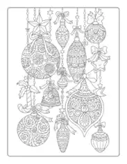 Christmas Ornaments Hanging Ornaments Intricate For Adults Coloring Template
