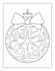 Free Download PDF Books, Christmas Ornaments Large Bow Patterned For Kids Coloring Template