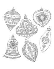 Free Download PDF Books, Christmas Patterned Ornaments To Color Coloring Template