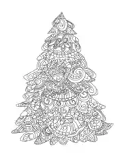 Christmas Patterned Tree Coloring Template