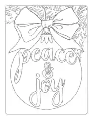 Free Download PDF Books, Christmas Peace Joy Bauble Bow Coloring Template