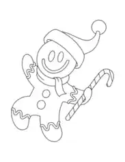 Christmas Preschool Gingerbread Man Santa Hat Coloring Template