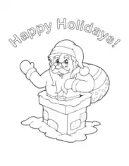 Free Download PDF Books, Christmas Santa Claus Chimney Sack Gifts Happy Holidays Coloring Template