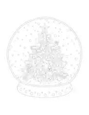 Christmas Snowglobe Decorated Tree Coloring Template