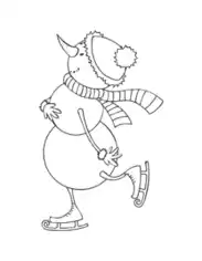 Free Download PDF Books, Christmas Snowman Skates Scarf Carrot Coloring Template