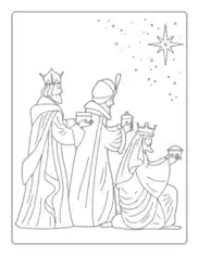 Christmas Three Magi Kings Bearning Gifts Star Coloring Template