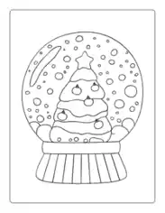 Christmas Tree Snowglobe Coloring Template