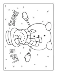 Free Download PDF Books, Snowman Let It Snow Cute Coloring Template