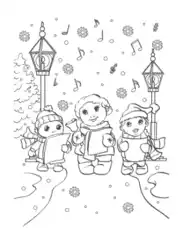 Winter Singing Carols Coloring Template