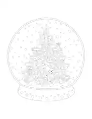 Christmas Snowglobe Decorated Tree Free Coloring Template