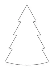 Christmas Tree Basic Blank Outline Curved Free Coloring Template