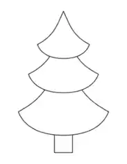 Christmas Tree Blank Outline Curved Tiers Free Coloring Template