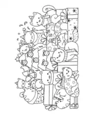 Free Download PDF Books, Christmas Tree Cute Cats Tree With Gifts Free Coloring Template