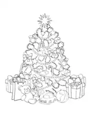 Christmas Tree Decorated Tree With Presents Free Coloring Template