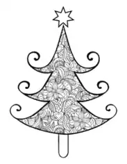 Free Download PDF Books, Christmas Tree Intricate Patterned For Adults Free Coloring Template