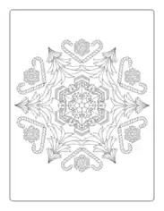 Free Download PDF Books, Christmas Tree Mandala Candy Canes Snowflakes Trees Free Coloring Template