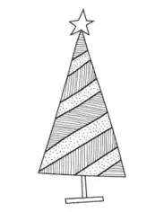 Free Download PDF Books, Christmas Tree Simple Abstract Striped Tree Free Coloring Template