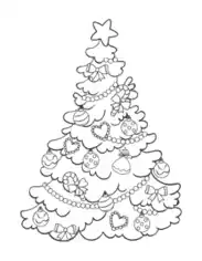 Christmas Tree Simple Decorated Tree To Color Free Coloring Template